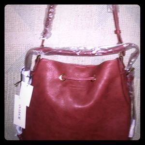 JustFab Brock burgundy leather bag NWT
